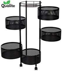5 Layer Rolling Kitchen Storage Rack with Wheels | Multi-Function Shelf for Vegetables, Snacks, Pantry, Kitchen Organization, Storage Stand, Space Saver, and Easy Access, Vegetable rack for Kitchen.