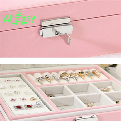 Allonsy jewellery Organizer with Locker - 2 Layers, Foldable Makeup Vanity Hanger, Hanging Holder for Earrings & Necklaces