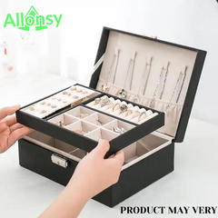 Allonsy jewellery Organizer with Locker - 2 Layers, Foldable Makeup Vanity Hanger, Hanging Holder for Earrings & Necklaces
