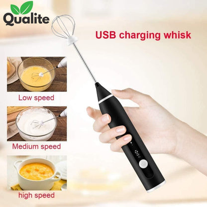 Rechargeable Handheld Milk Frother – 3-Speed Coffee & Egg Beater