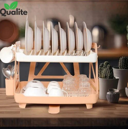 Dish Drying with a Compact, Space Saving Two Tier Rack, Premium Storage Rack