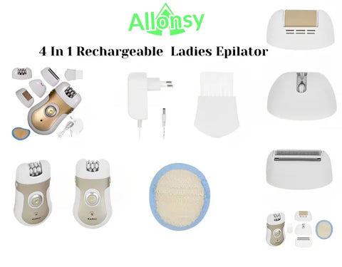 4-in-1 Cordless Epilator & Shaver – Rechargeable Hair Remover