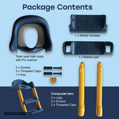 Adjustable Potty Training Seat Ladder for Toddlers ,Toilet seat with  Soft Cushion, Secure Handles, Foldable and Portable Step Stool for kids