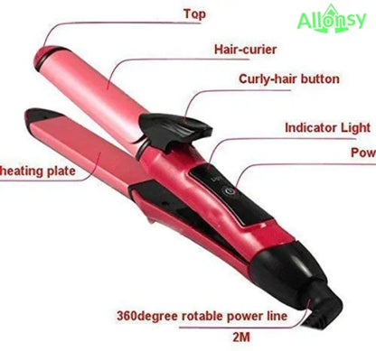 2 in 1 Hair Straightener & Curler – Ceramic, Fast Heating