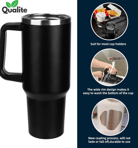 Travel Coffee Tumbler – Reusable Stainless Steel Mug with Straw