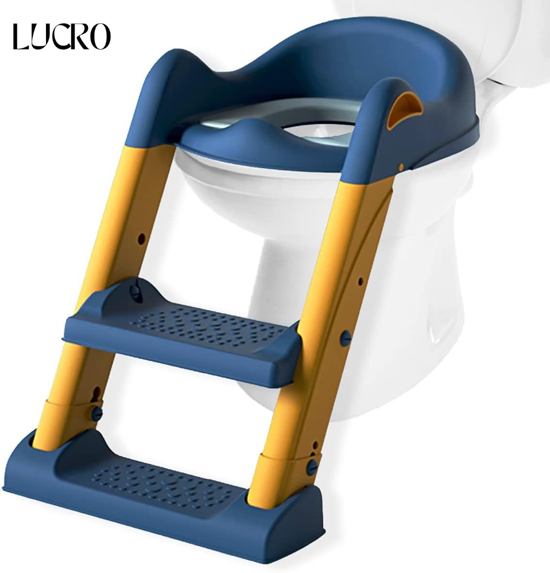 Adjustable Potty Training Seat Ladder for Toddlers ,Toilet seat with  Soft Cushion, Secure Handles, Foldable and Portable Step Stool for kids