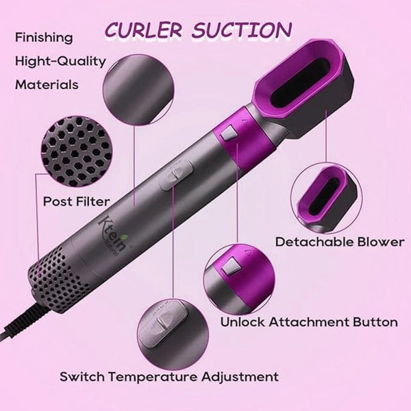 5-in-1 Hair Dryer & Styling Tool – Hot Air Brush, Curler & Straightener