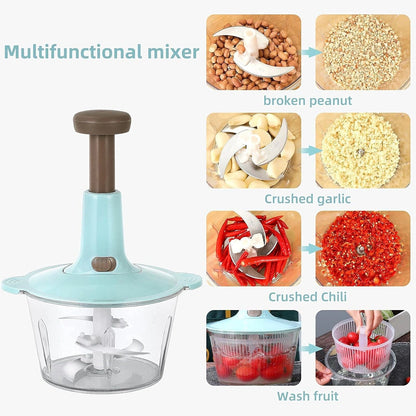 2 Liter Manual Food Chopper Vegetable Grinder Hand Press