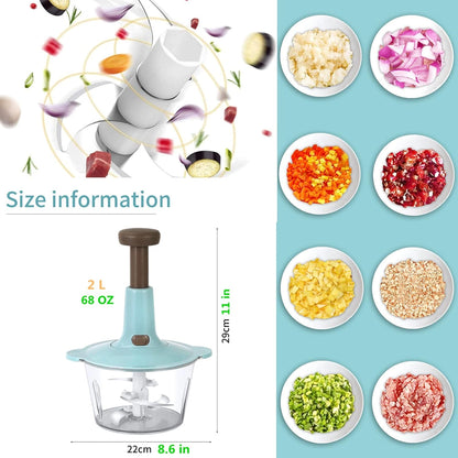 2 Liter Manual Food Chopper Vegetable Grinder Hand Press
