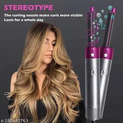5-in-1 Hair Dryer & Styling Tool – Hot Air Brush, Curler & Straightener