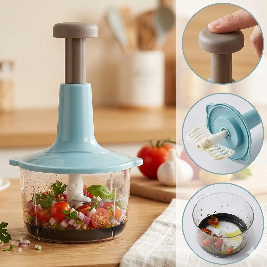 2 Liter Manual Food Chopper Vegetable Grinder Hand Press