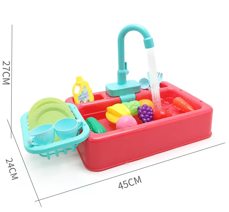 Kids Kitchen Toys Plastic Simulation Electric Dishwasher Sink