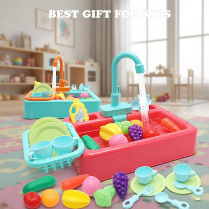 Kids Kitchen Toys Plastic Simulation Electric Dishwasher Sink