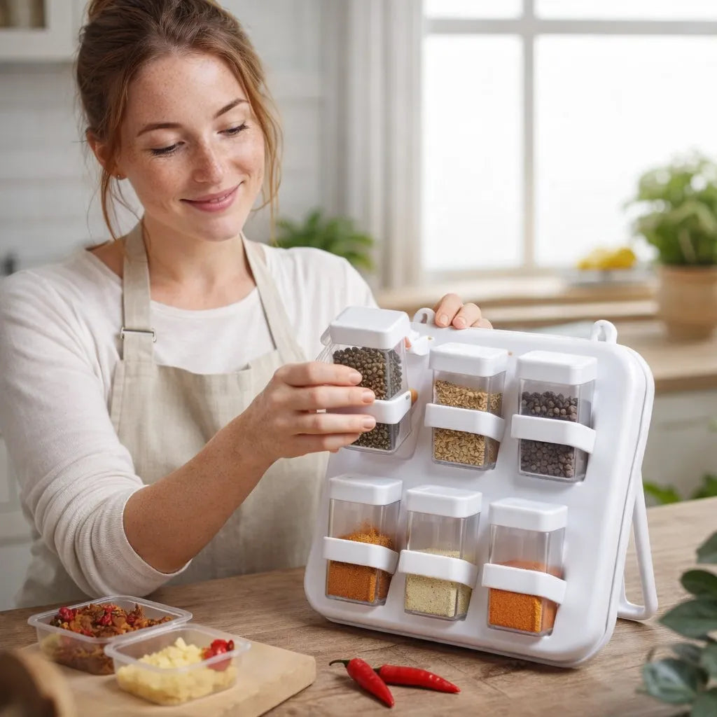 Mini Crystal Spice Jars With Stand - Multipurpose Box Masala Box