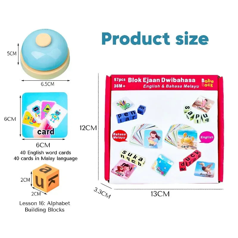 English Word Spelling Toy Wooden Multi Educational Toys