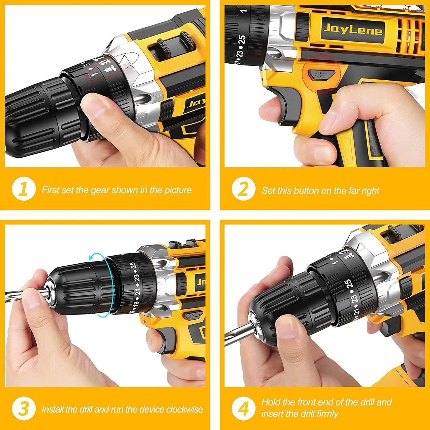 Rechargeable Drill Machine With 2 Batteries & Charger