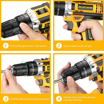 Rechargeable Drill Machine With 2 Batteries & Charger