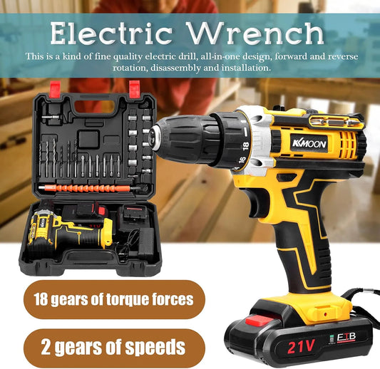 Rechargeable Drill Machine With 2 Batteries & Charger