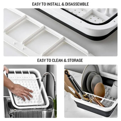 Basin Basket Dish Rack Kitchen Folding Silicone Dish Washing Drainer