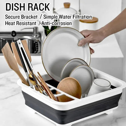 Basin Basket Dish Rack Kitchen Folding Silicone Dish Washing Drainer