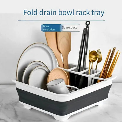 Basin Basket Dish Rack Kitchen Folding Silicone Dish Washing Drainer