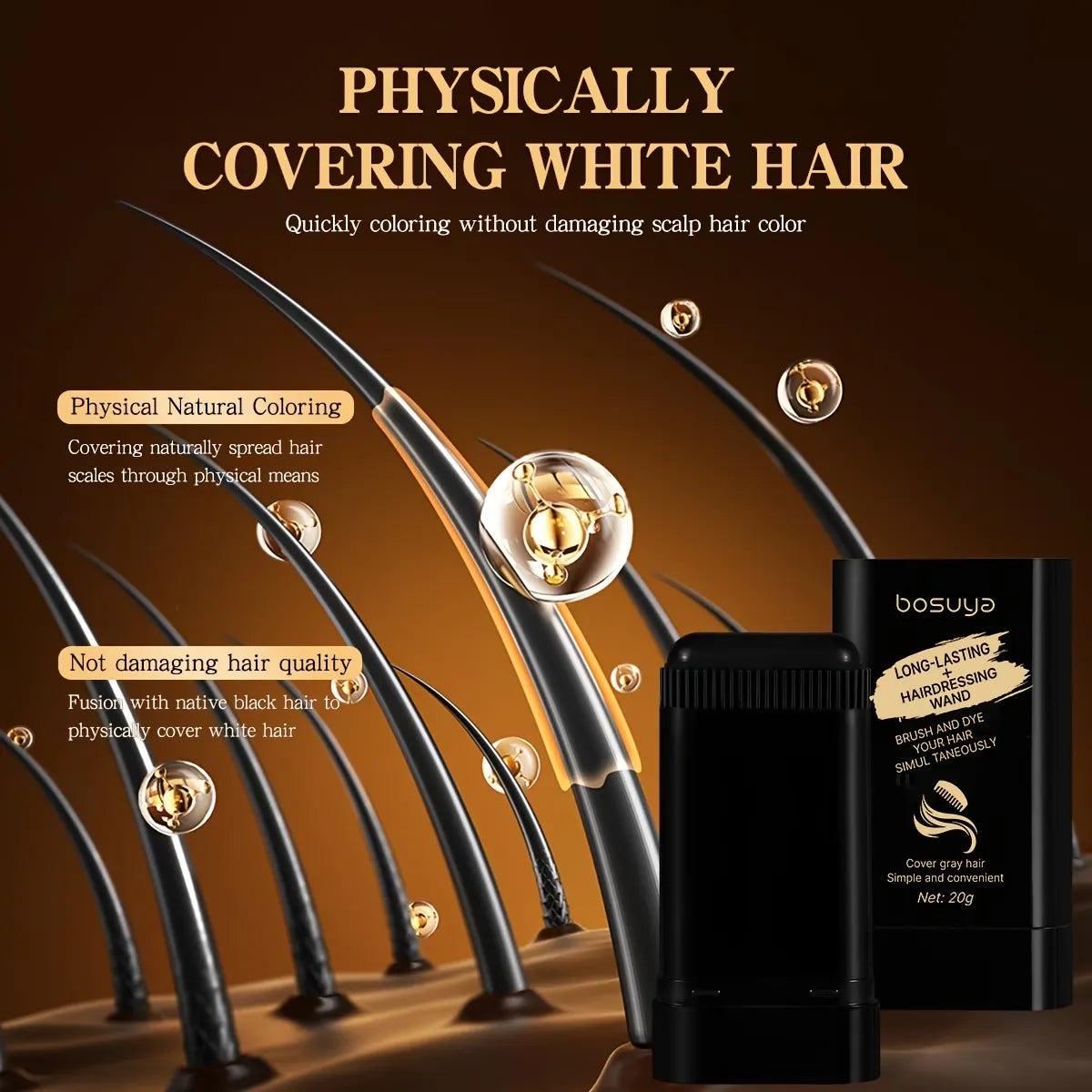 Hair Color Touch-Up Stick – Instant Gray Root Concealer Wand for Women & Men