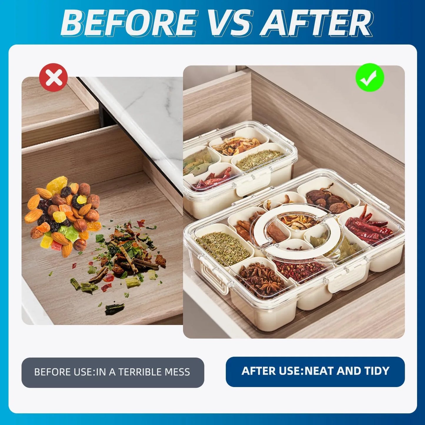 Portable Snack Platters Organizer With 4 box and 8 box variants