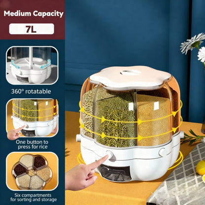 Kitchen Food Rotating Rice Dispenser Grain Storage Container
