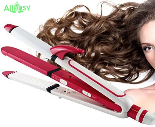 Professional 3-in-1 Hair Styler – Straightener, Curler & Dryer