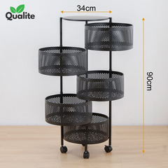 5 Layer Rolling Kitchen Storage Rack with Wheels | Multi-Function Shelf for Vegetables, Snacks, Pantry, Kitchen Organization, Storage Stand, Space Saver, and Easy Access, Vegetable rack for Kitchen.