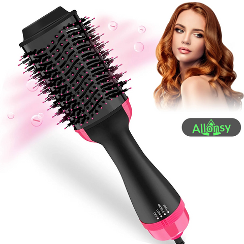 Allonsy One Step 4-in-1 Hair Brush, Straightener, and Curler for Ladies