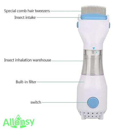 Allonsy V-Comb Electric Lice Removal Machine – 4 Filters