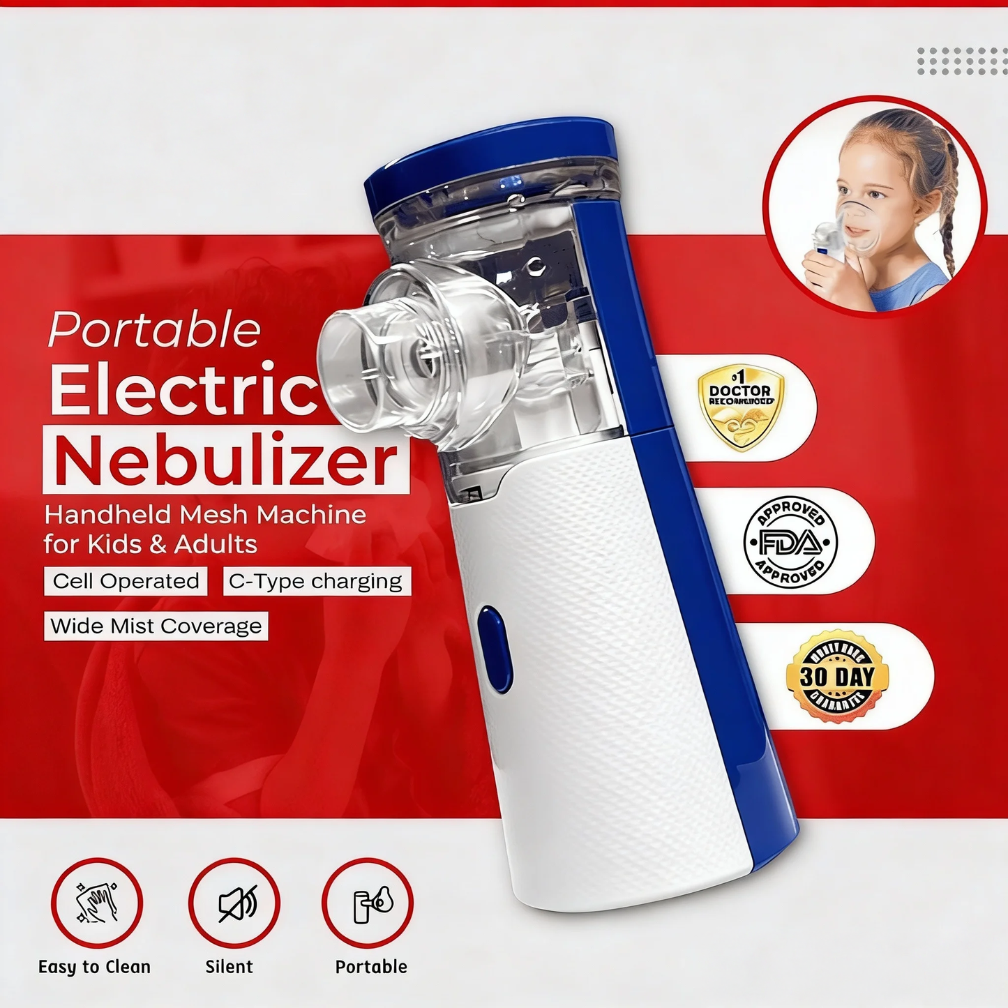 Portable Electric Nebulizer – Handheld Mesh Machine for Kids & Adults