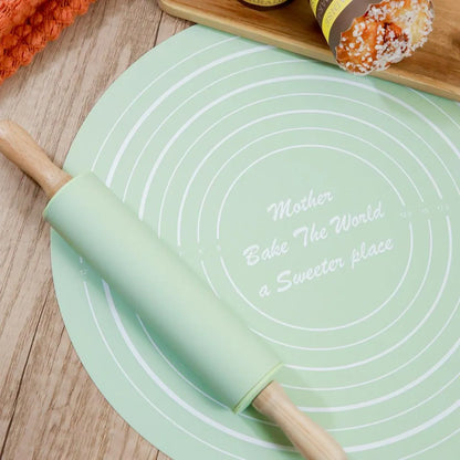 Silicone Dough Mat Rolling Pin Set