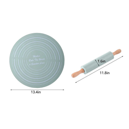 Silicone Dough Mat Rolling Pin Set