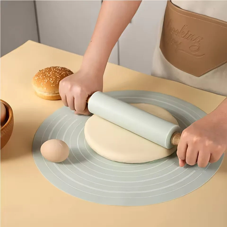 Silicone Dough Mat Rolling Pin Set