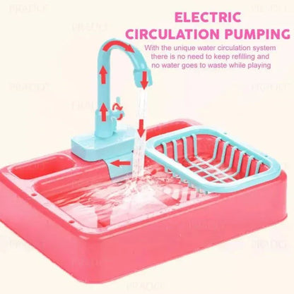 Kids Kitchen Toys Plastic Simulation Electric Dishwasher Sink