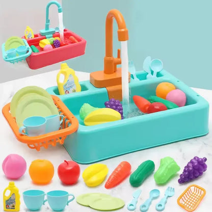 Kids Kitchen Toys Plastic Simulation Electric Dishwasher Sink
