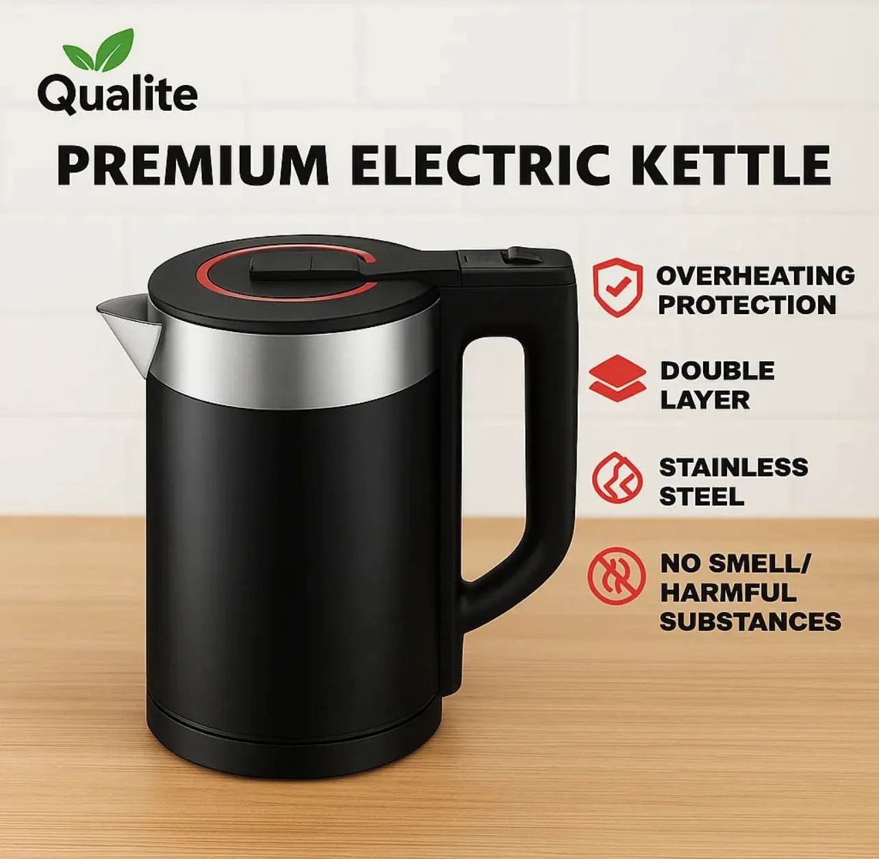 2 L Stainless Steel Electric Kettle | 1500W High-Speed Boiling