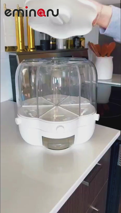 Kitchen Food Rotating Rice Dispenser Grain Storage Container