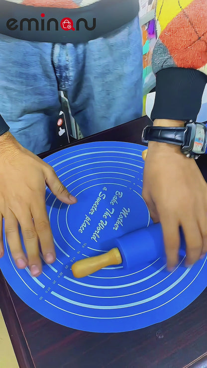 Silicone Dough Mat Rolling Pin Set