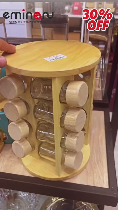16 Pcs 360° Rotating Spice Rack Carousel