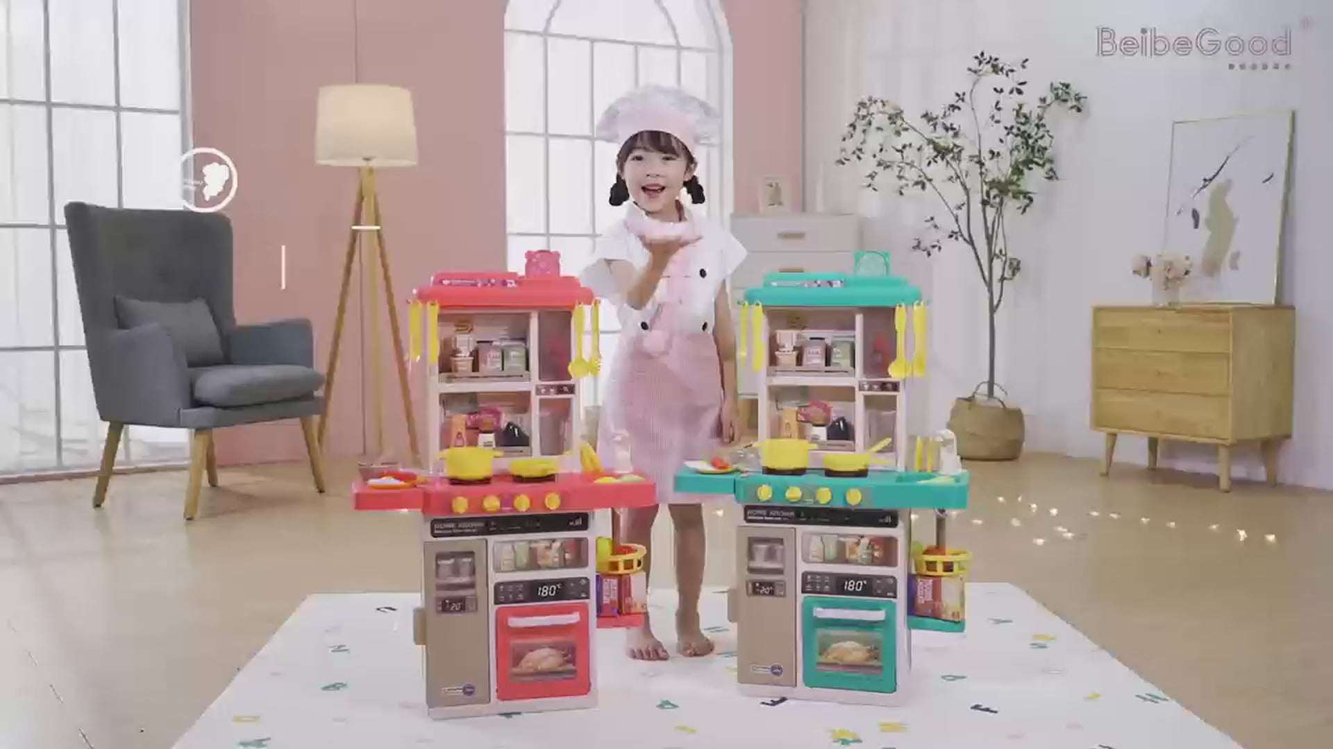 53-Pcs Kids Kitchen Play Set with Lights & Sounds