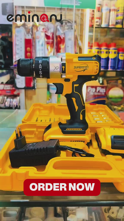 Rechargeable Drill Machine With 2 Batteries & Charger