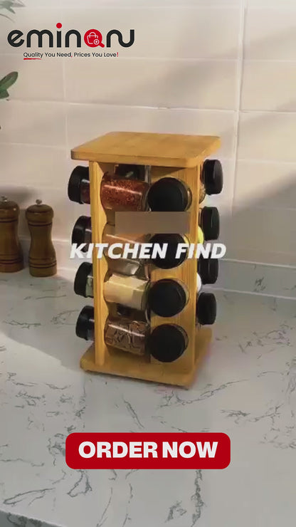 16 Pcs 360° Rotating Spice Rack Carousel