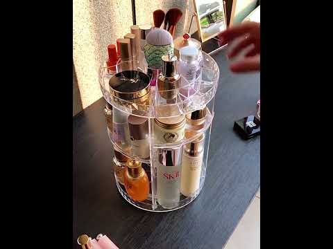360° Rotating Makeup Organizer Elegant 2-Tier Cosmetic Organizer Makeup Rack