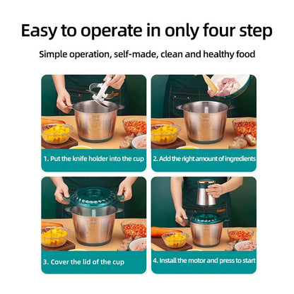 Electric Meat Grinder & Food Chopper – Stainless Steel Blades, 5L/3L